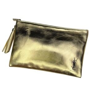 YSL Gold Clutch Pouch with Tassel Brand New Cosmetic Case